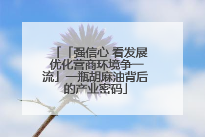 「强信心 看发展 优化营商环境争一流」一瓶胡麻油背后的产业密码